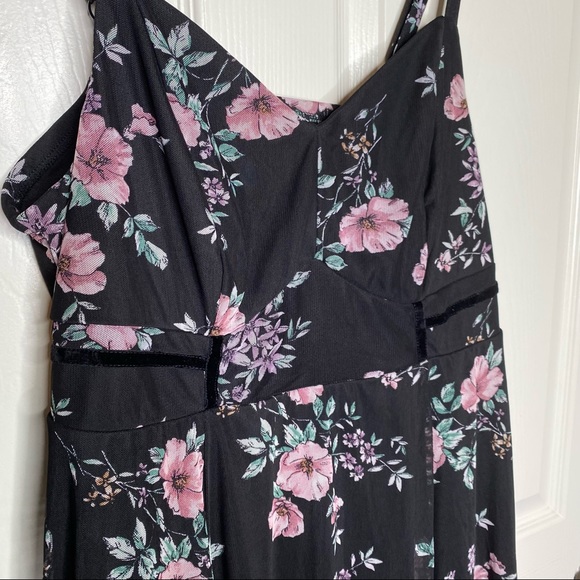 Torrid Black Floral Mesh Midi Dress Size 1X - Picture 4 of 12